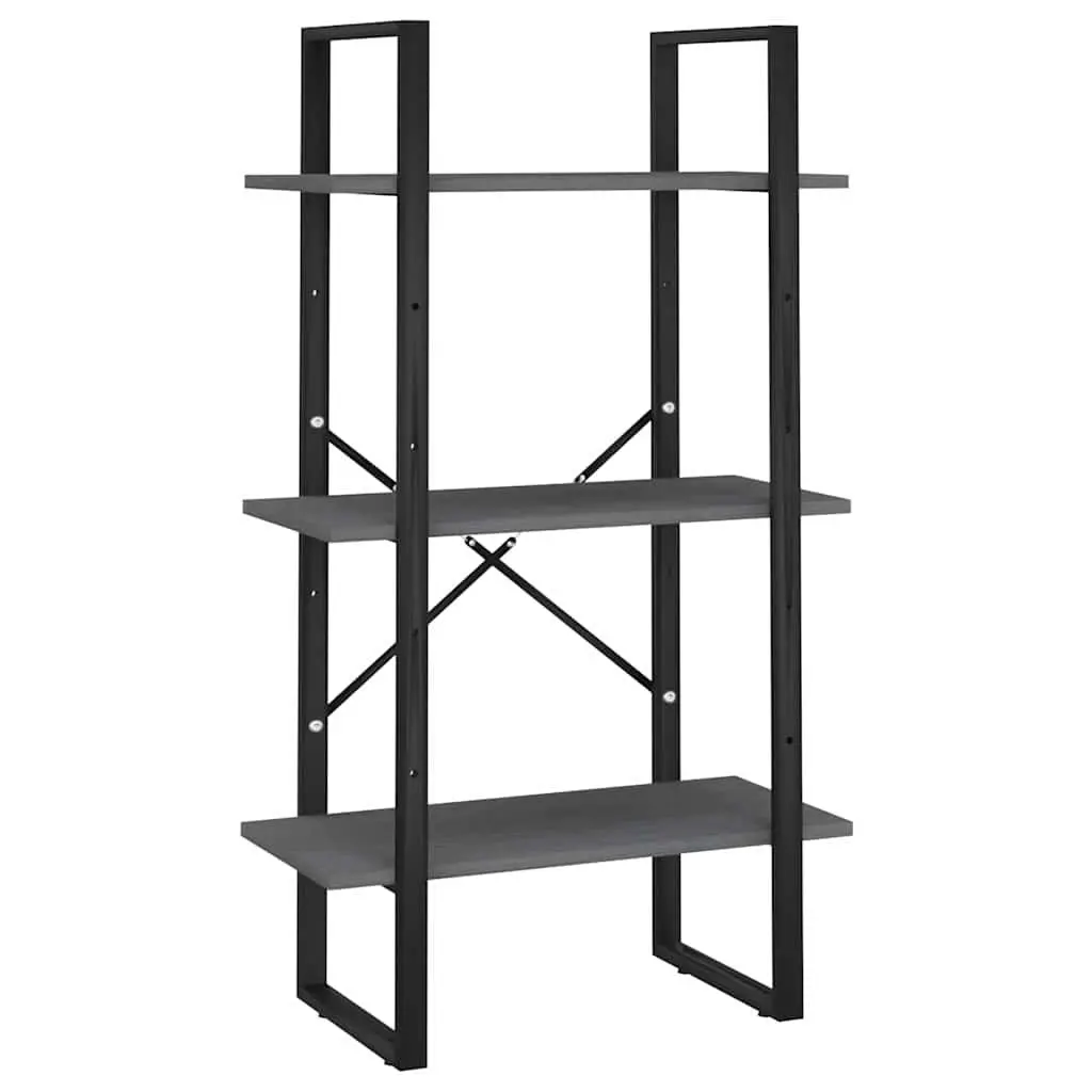 Storage Shelf Solid Pine Wood Grey 60x30x105 cm Bookcase Standing Display Rack