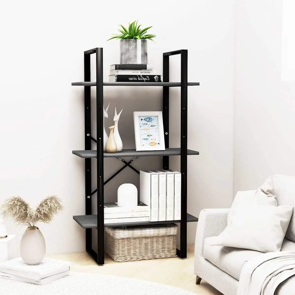 Storage Shelf Solid Pine Wood Grey 60x30x105 cm Bookcase Standing Display Rack
