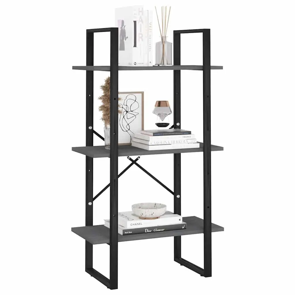 Storage Shelf Solid Pine Wood Grey 60x30x105 cm Bookcase Standing Display Rack