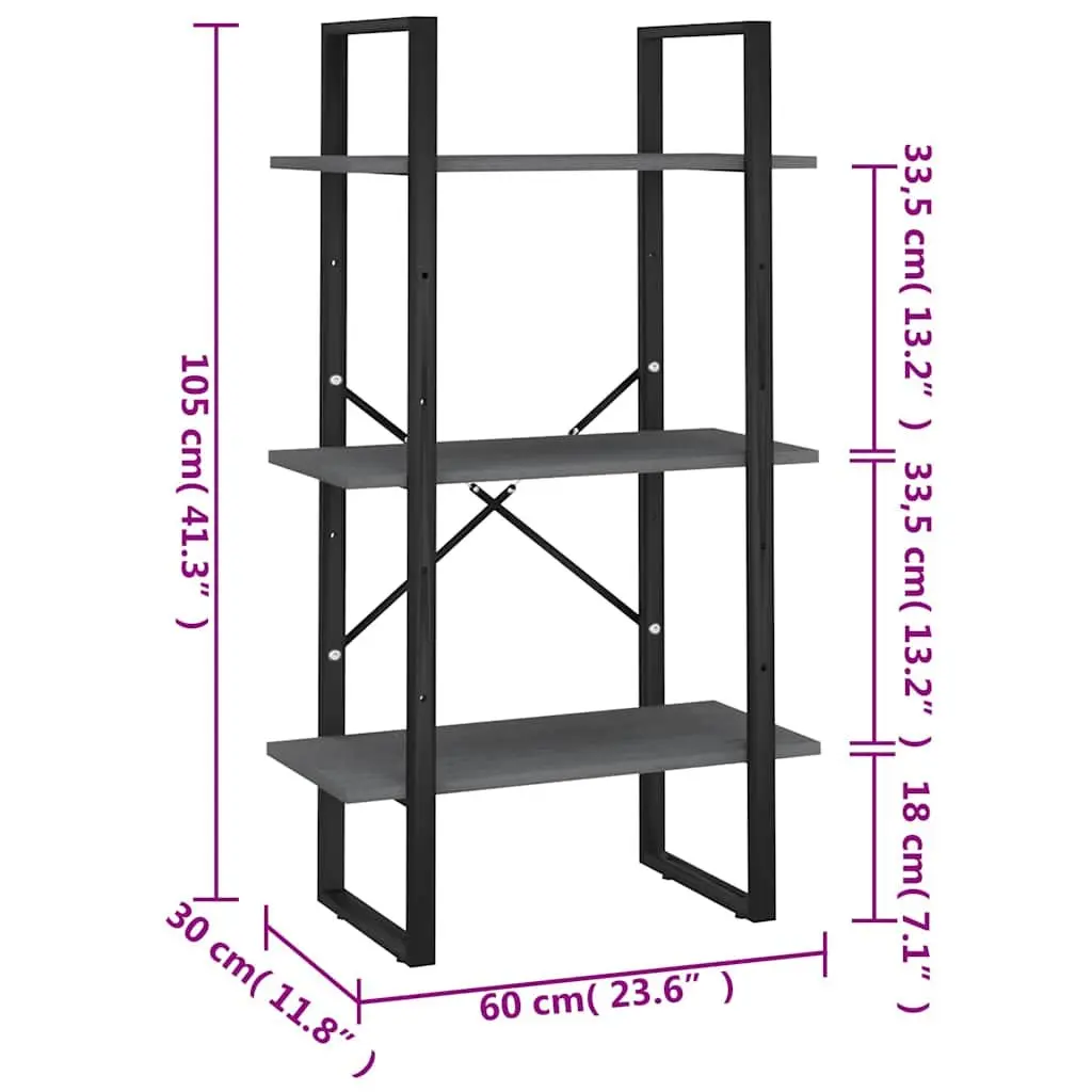 Storage Shelf Solid Pine Wood Grey 60x30x105 cm Bookcase Standing Display Rack
