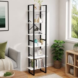 Durable White Engineered Wood Storage Shelf Bookcase 60x30x210 cm