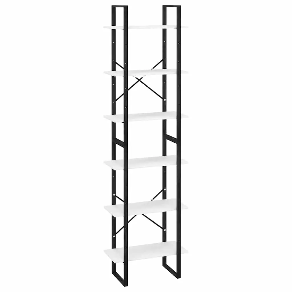 White Engineered Wood Storage Shelf Bookcase 60x30x210 cm