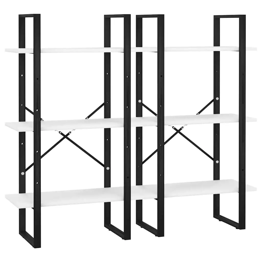 White Engineered Wood Storage Shelf Bookcase 60x30x210 cm