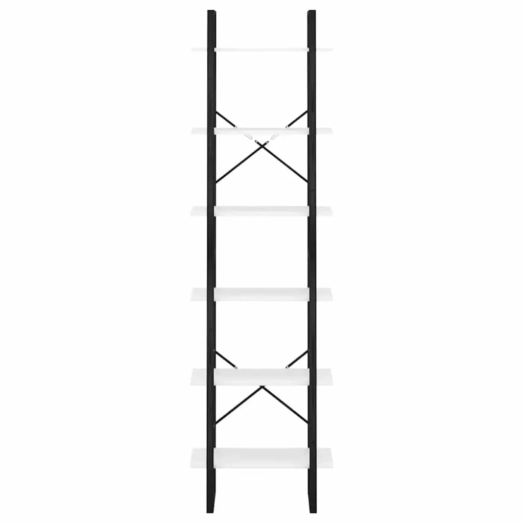 White Engineered Wood Storage Shelf Bookcase 60x30x210 cm