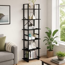 Durable Metal and Wood Storage Shelf 60x30x210 cm