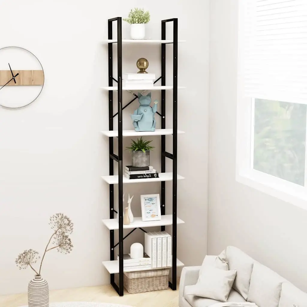 White Standing Storage Shelf 60x30x210 cm Bookcase