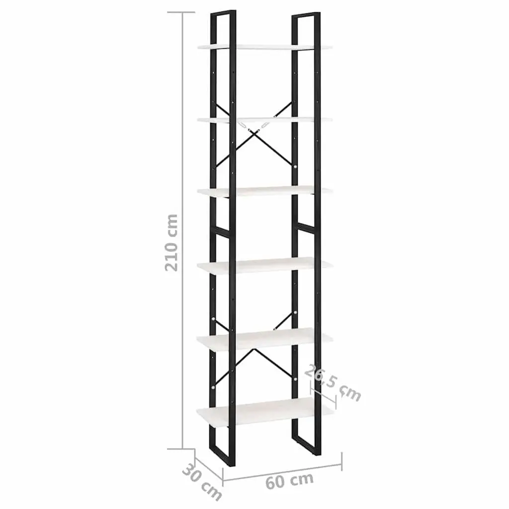 White Standing Storage Shelf 60x30x210 cm Bookcase