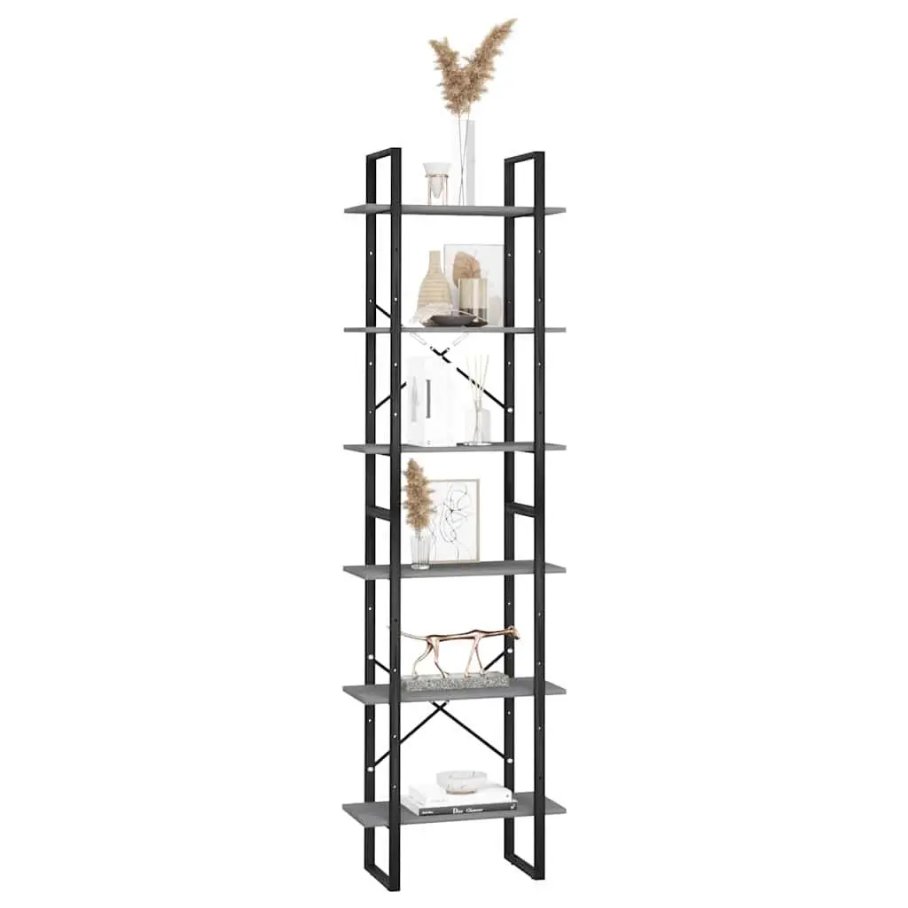 Grey Storage Shelf 60x30x210cm Solid Pine