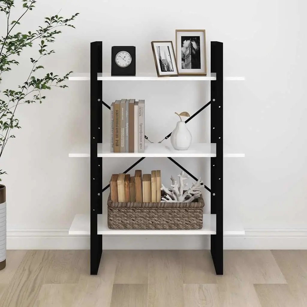 White Book Cabinet Shelving Unit Storage with 3 Shelves for Home Office Living