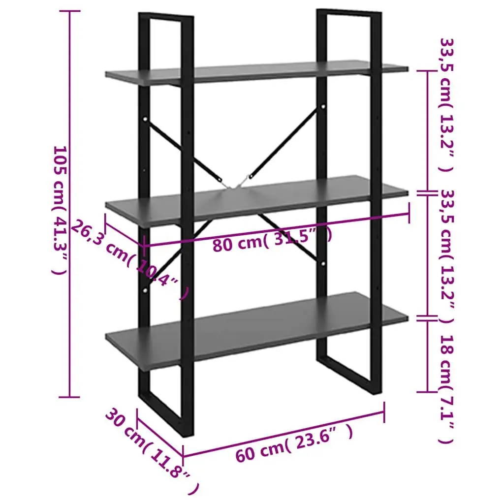 Grey Book Cabinet with Durable Metal Frame