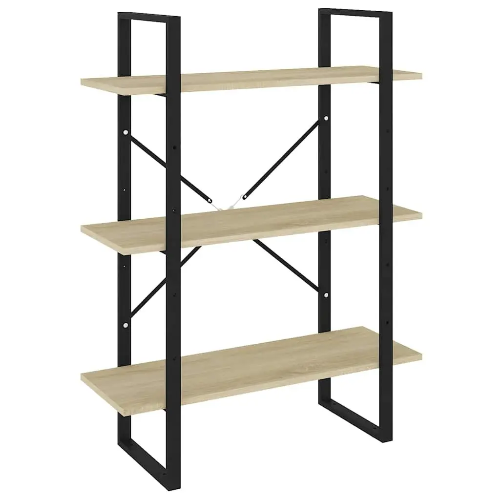 Brown Engineered Wood Bookshelf with Metal Frame