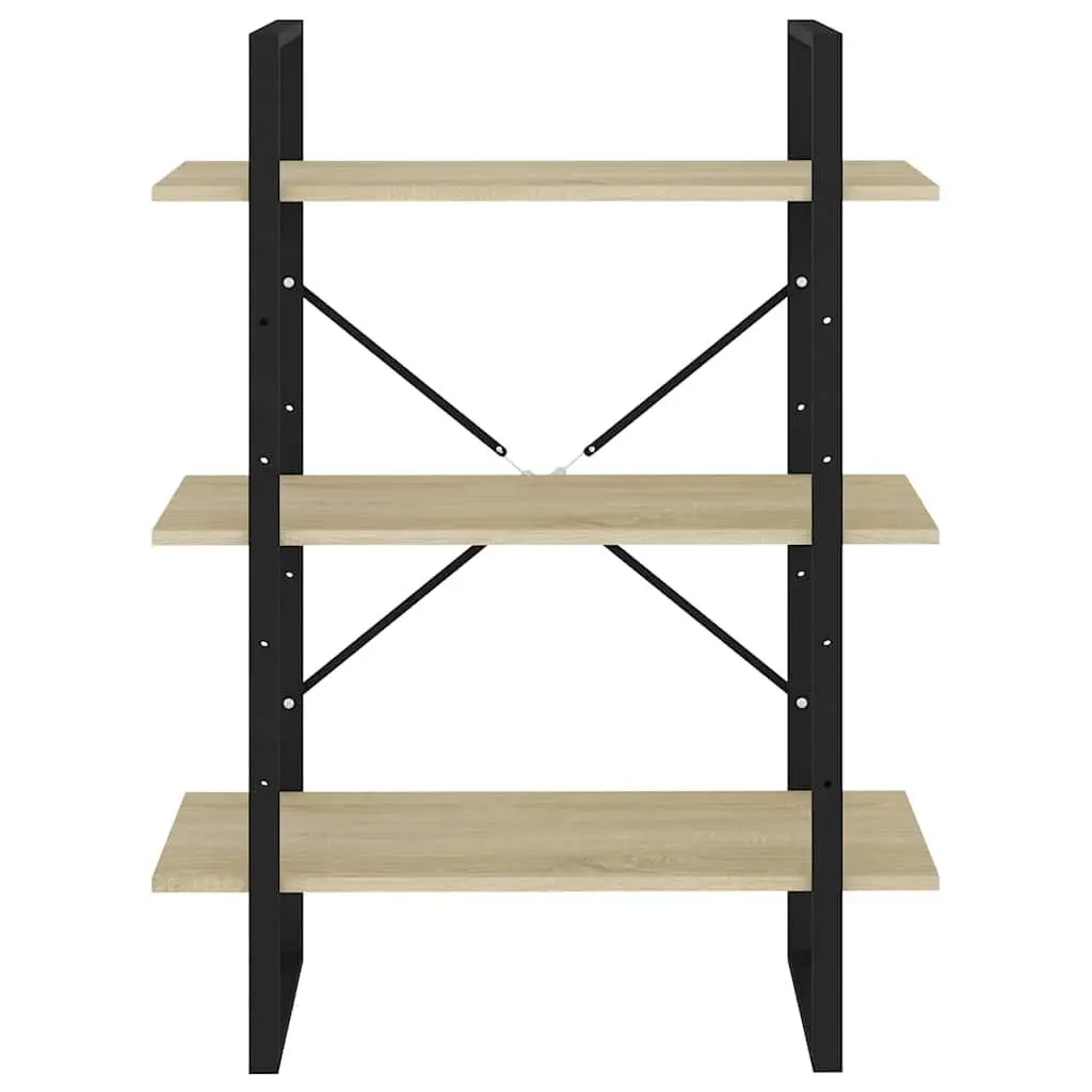 Brown Engineered Wood Bookshelf with Metal Frame