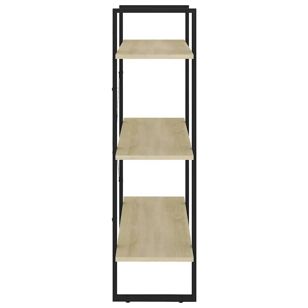 Brown Engineered Wood Bookshelf with Metal Frame