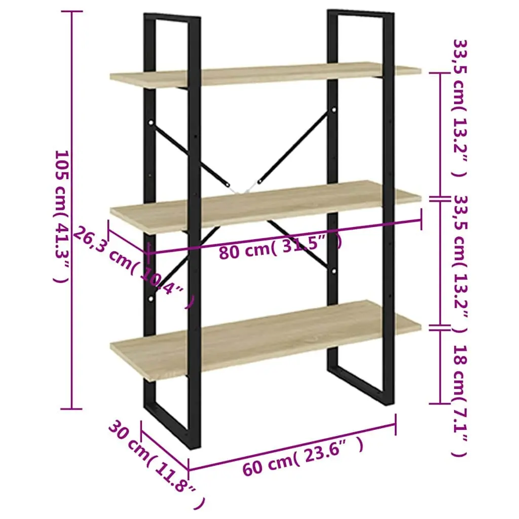 Brown Engineered Wood Bookshelf with Metal Frame