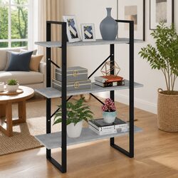 Grey Concrete Style Book Cabinet with 3 Durable Shelves