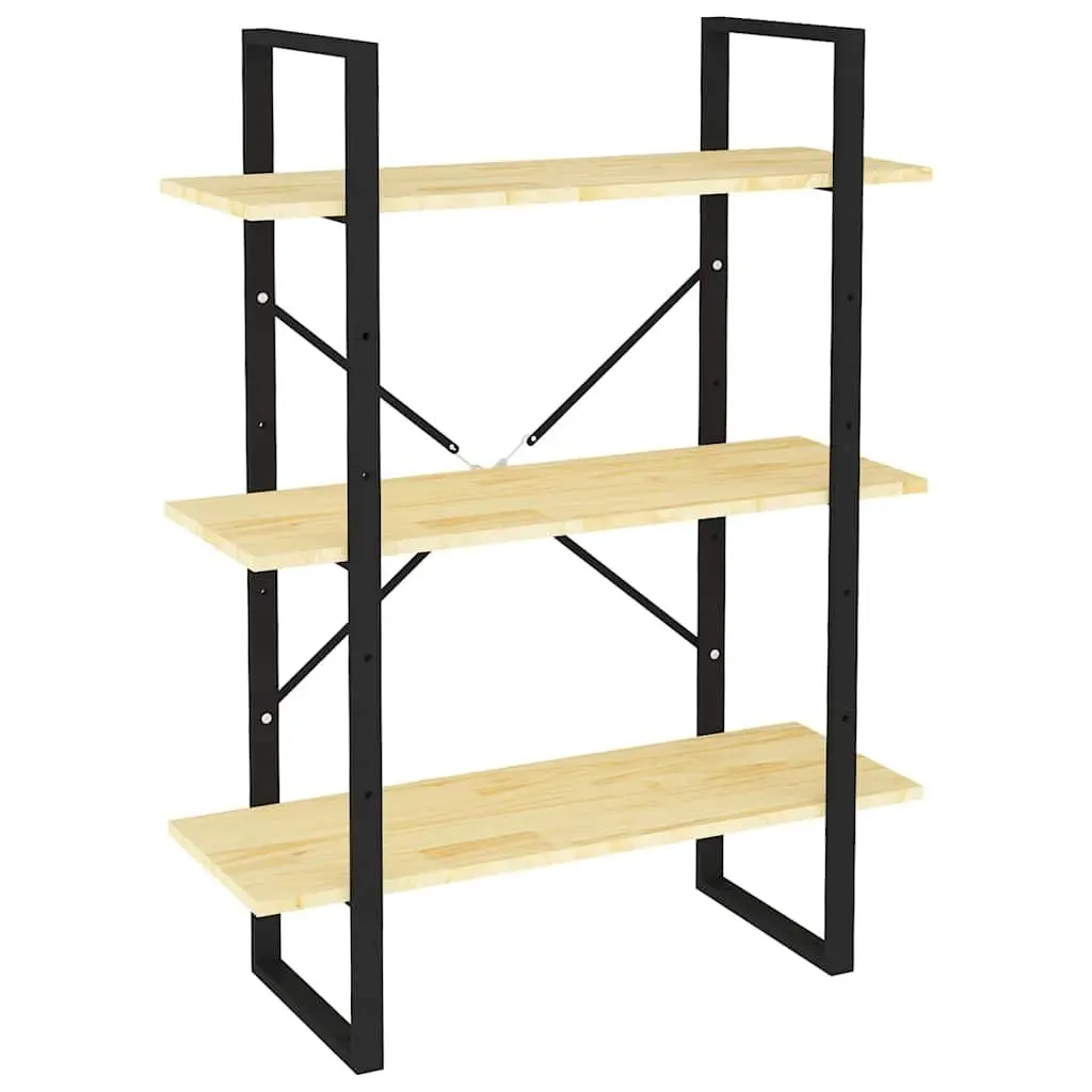 3-Tier Book Cabinet Solid Pine Wood Shelving Unit Storage Display Bookcase
