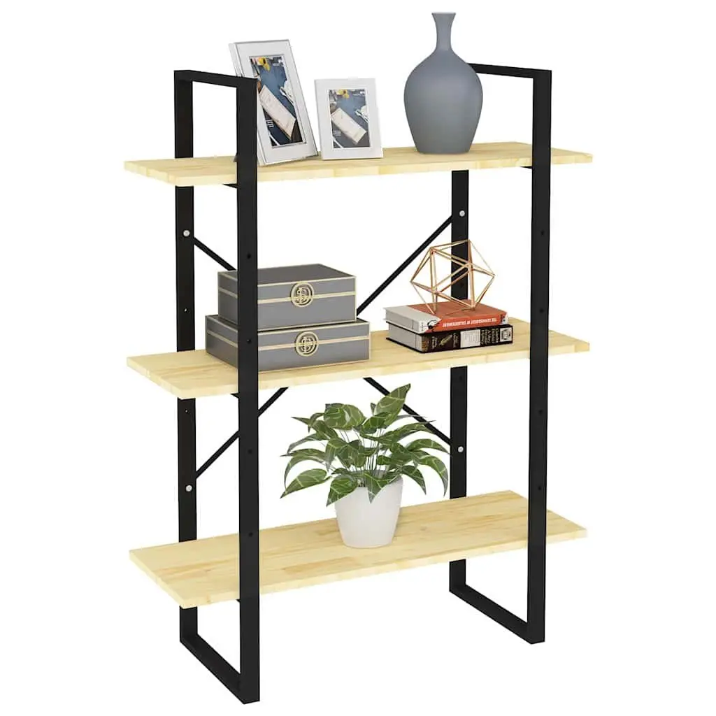 3-Tier Book Cabinet Solid Pine Wood Shelving Unit Storage Display Bookcase