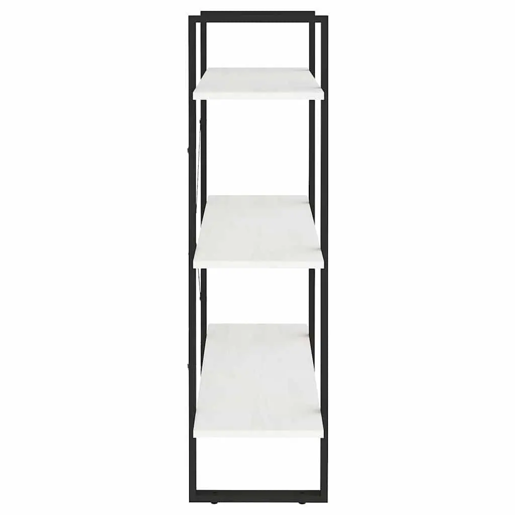 3-Tier Book Cabinet in White Solid Pine Wood