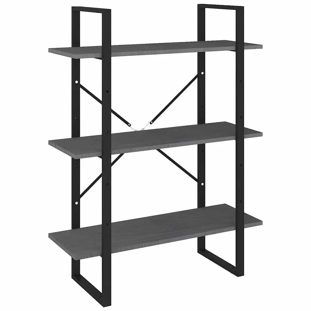 Grey 3-Tier Wooden Book Cabinet with Solid Pine Construction