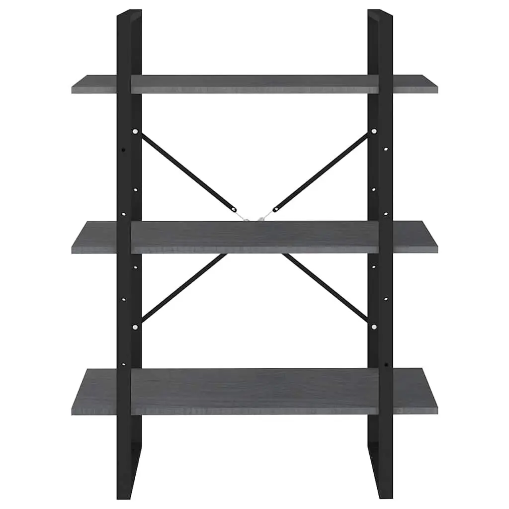 Grey 3-Tier Wooden Book Cabinet with Solid Pine Construction
