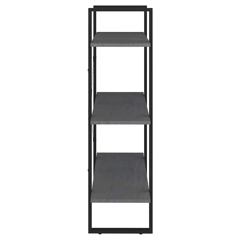 Grey 3-Tier Wooden Book Cabinet with Solid Pine Construction