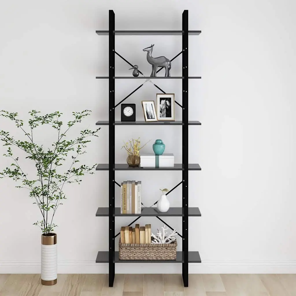 High Cabinet Engineered Wood Grey 80x30x210cm Shelving Storage