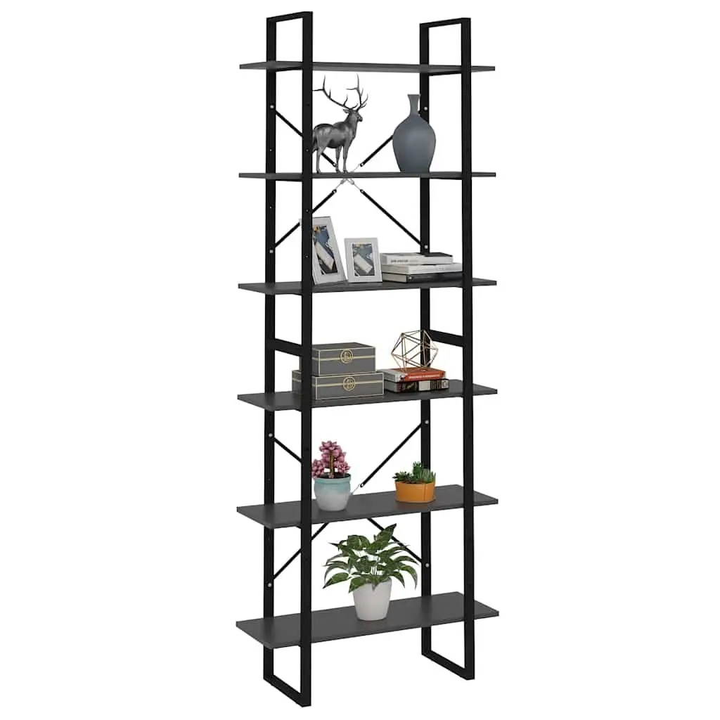 High Cabinet Engineered Wood Grey 80x30x210cm Shelving Storage