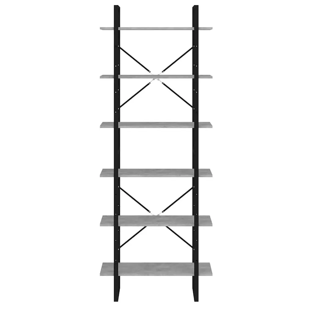 High Cabinet Grey Storage Bookcase Shelving Unit Engineered Wood Industrial Look