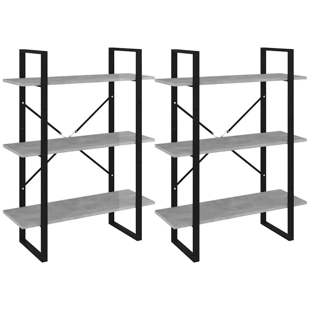 High Cabinet Grey Storage Bookcase Shelving Unit Engineered Wood Industrial Look