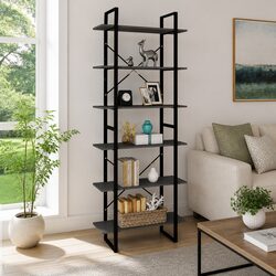 Solid Pine Wood Grey High Cabinet with 6 Shelves