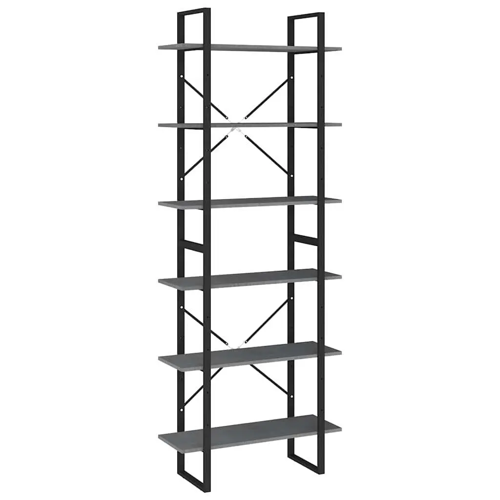 Solid Pine Wood Grey High Cabinet with 6 Shelves