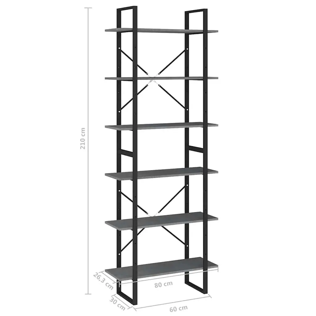 Solid Pine Wood Grey High Cabinet with 6 Shelves