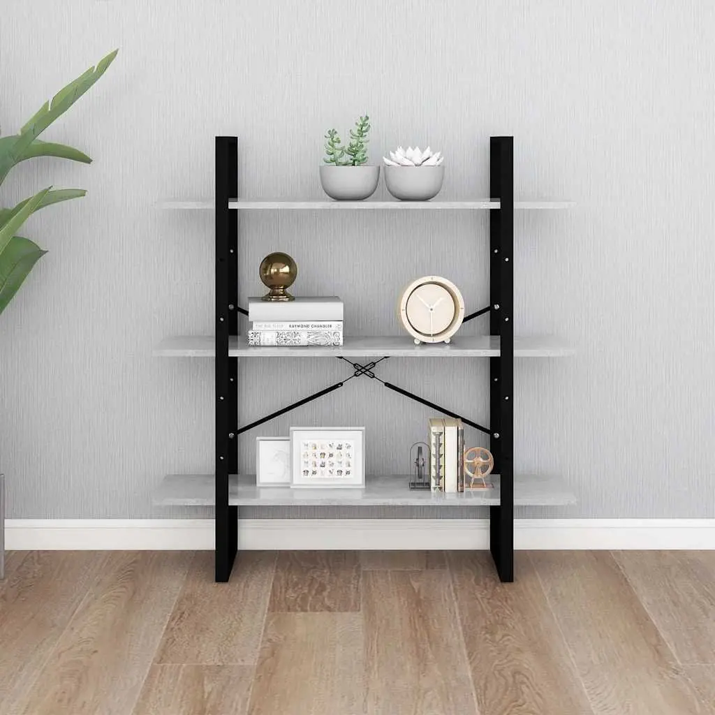Grey Book Cabinet with 3 Shelves for Storage