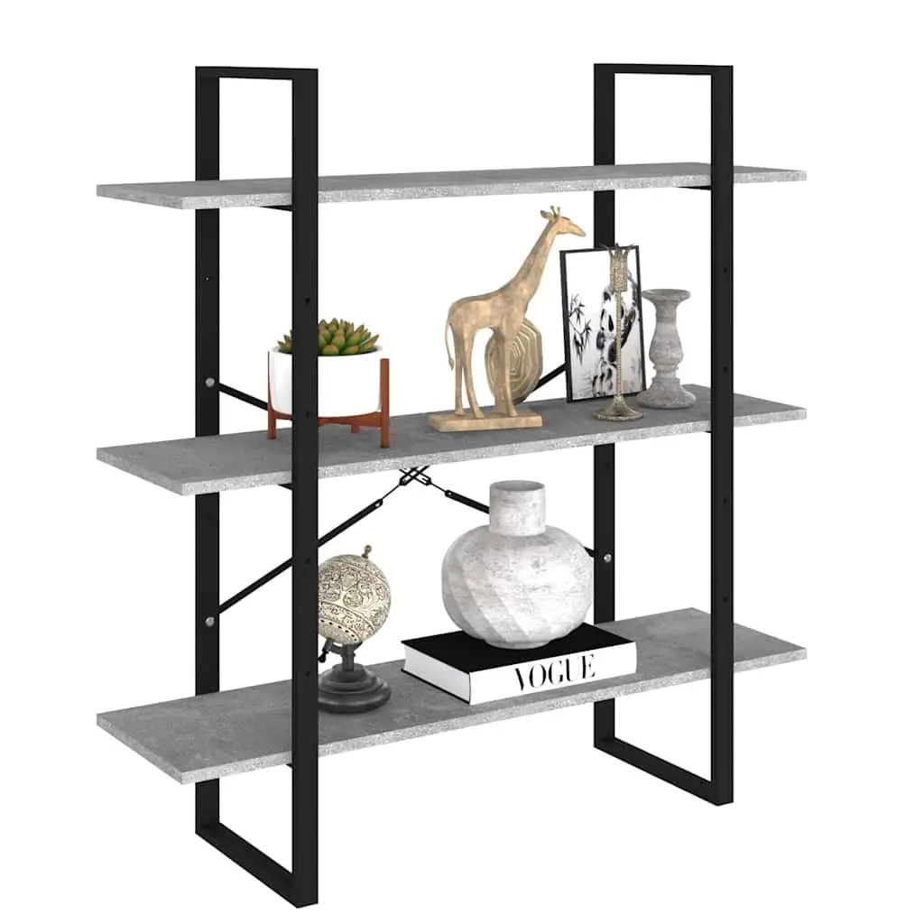 Grey Book Cabinet with 3 Shelves for Storage