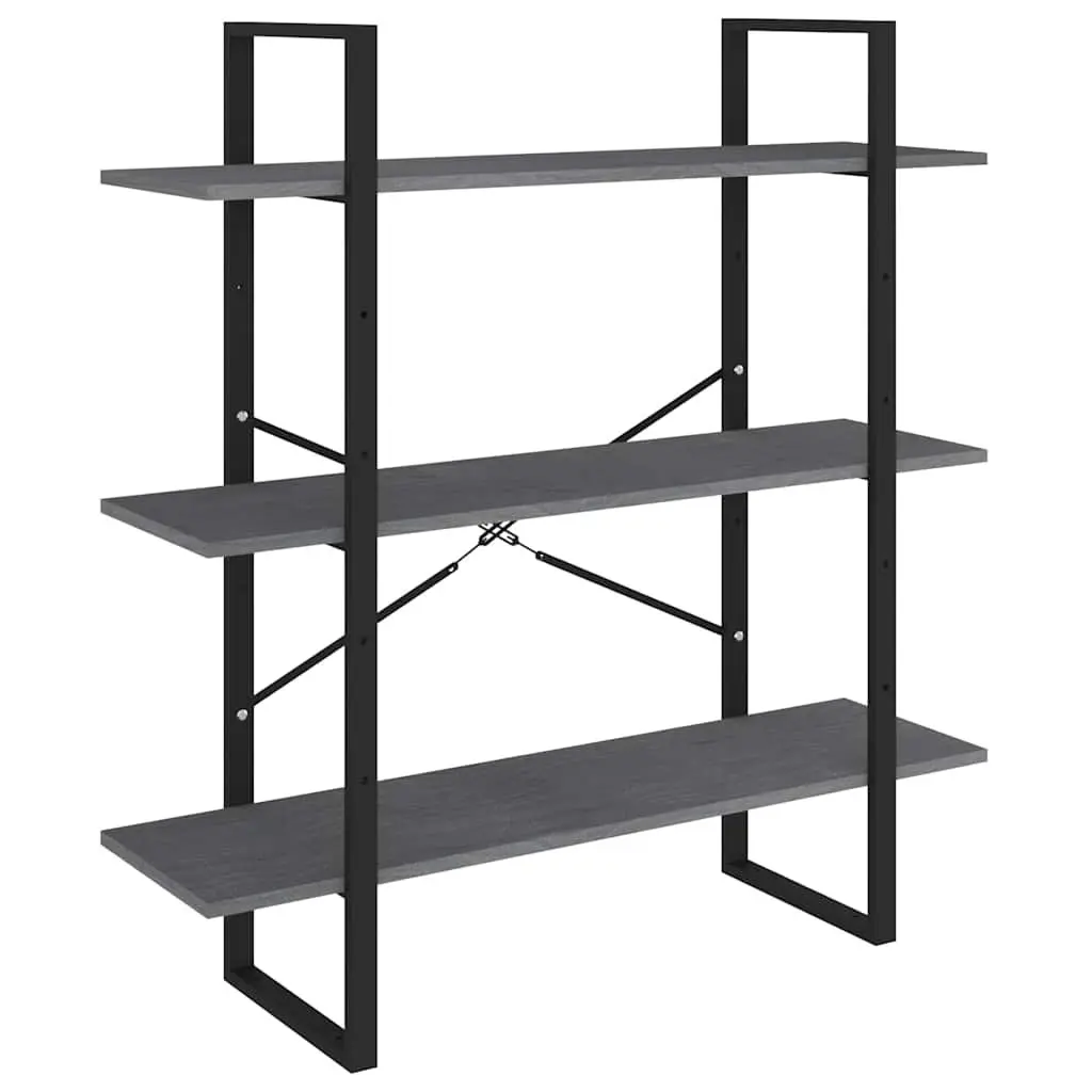 3-Tier Grey Book Cabinet in Solid Pine Wood