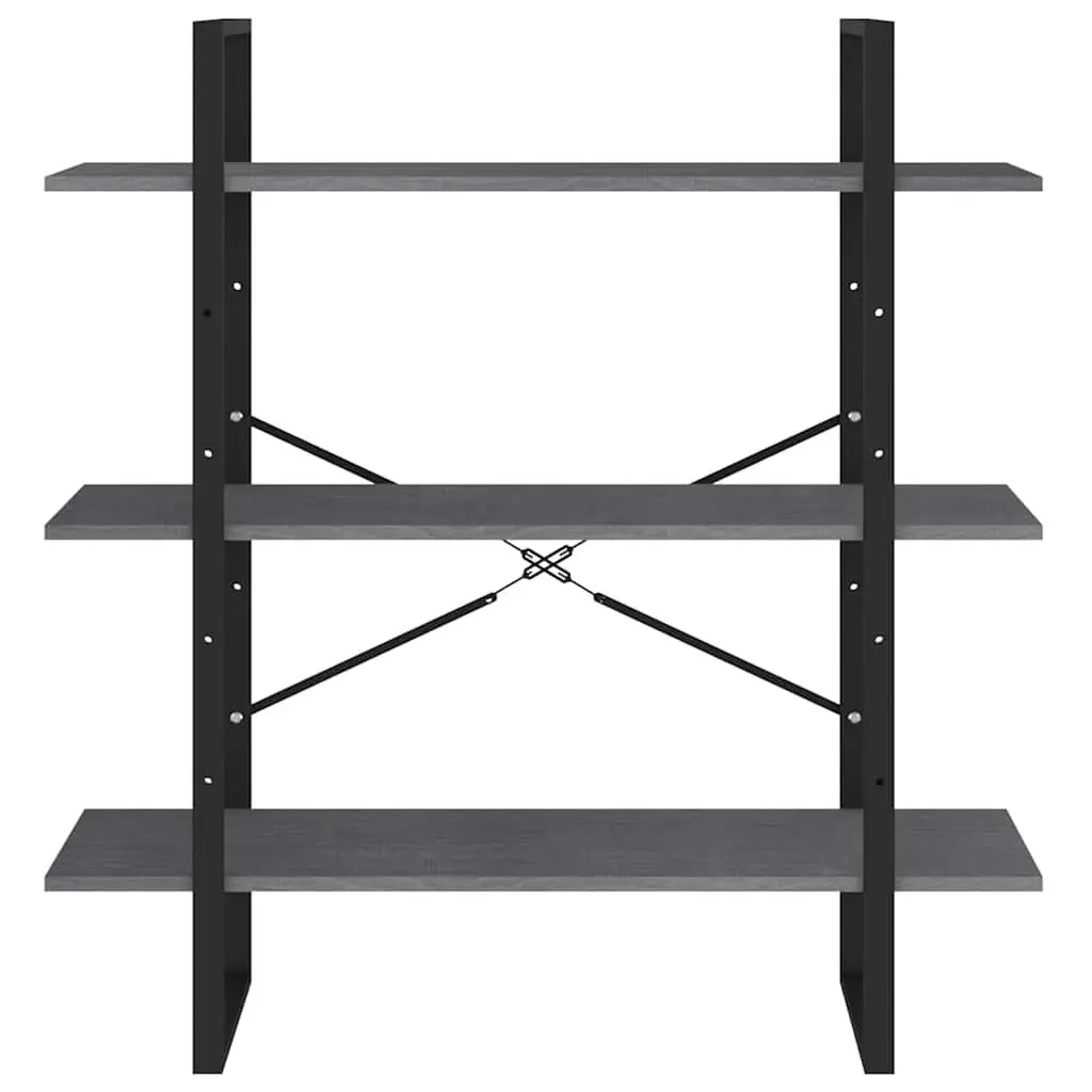 3-Tier Grey Book Cabinet in Solid Pine Wood