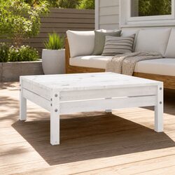 Solid Wood Modular Garden Footstool in White