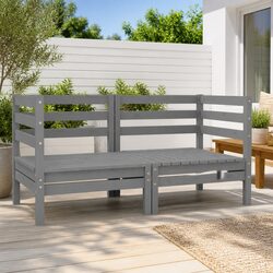 Sturdy Outdoor Corner Sofa Set 2 pcs Grey Solid Pinewood