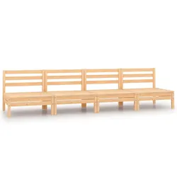 Brown Wooden Outdoor Garden Middle Sofa Set – 4 Pieces