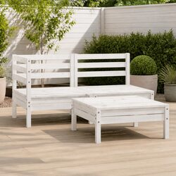Durable 3 Piece Wooden Garden Lounge Set in White