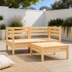 Durable 3 Piece Wooden Garden Lounge Set with Pallet Design