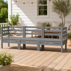 3 Piece Garden Lounge Set - Durable Pinewood Patio Sofa