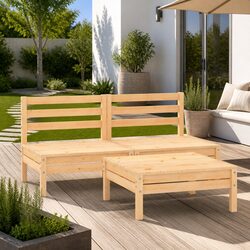 Premium 3 Piece Garden Lounge Set in Solid Pinewood