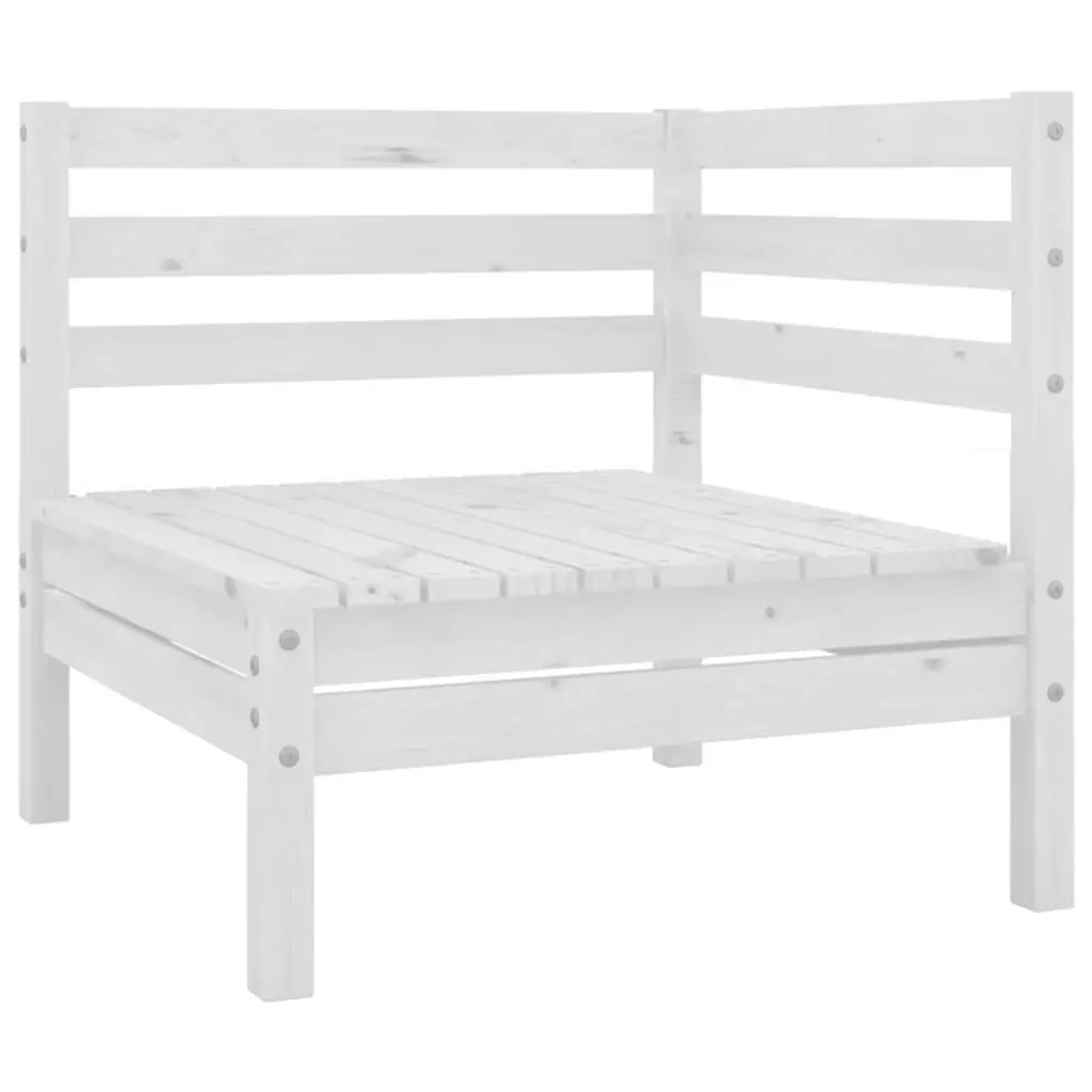 Outdoor Lounge Set Solid Pinewood 4 Piece White Modular