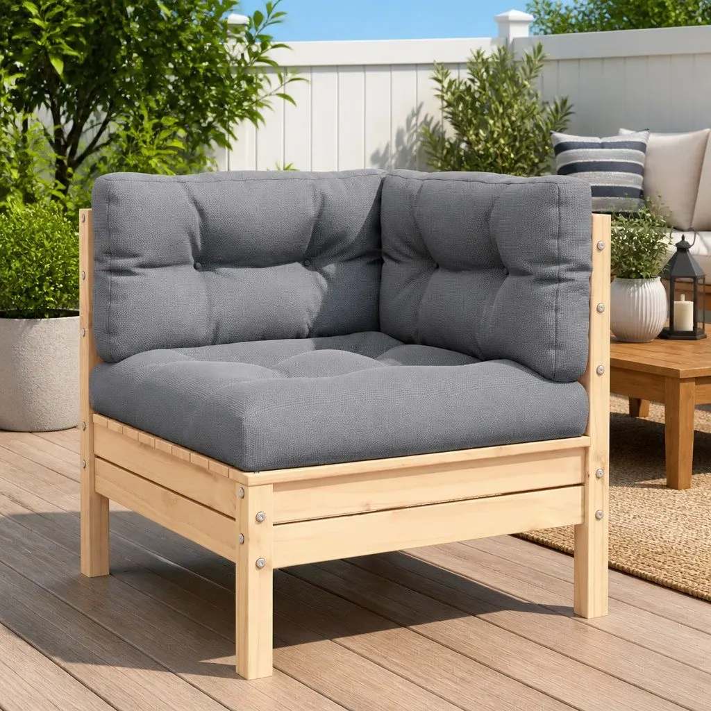 Garden Corner Sofa with Grey Cushions