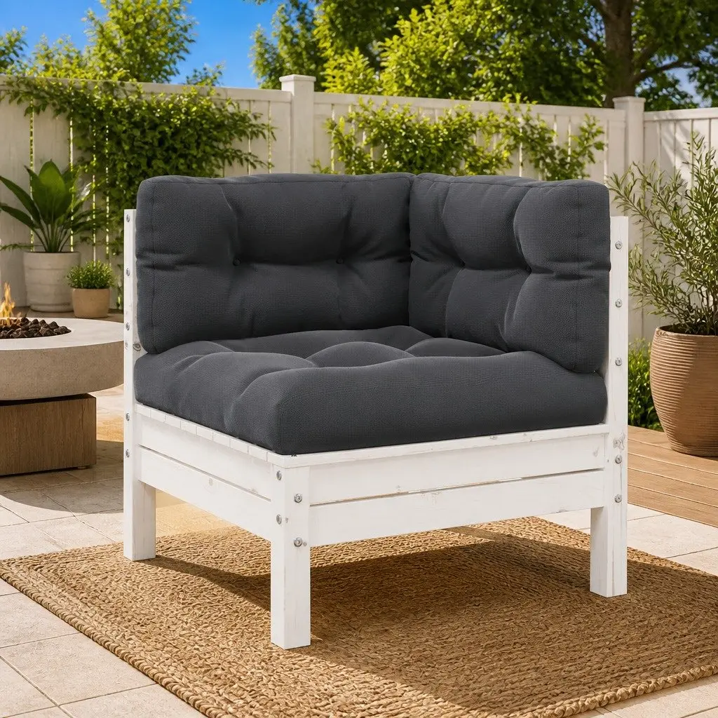 White Modular Garden Corner Sofa with Cushions