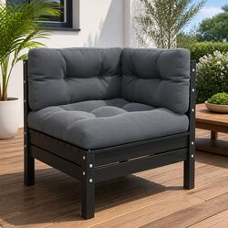 Modular Outdoor Sectional Sofa with Cushions in Black Pinewood