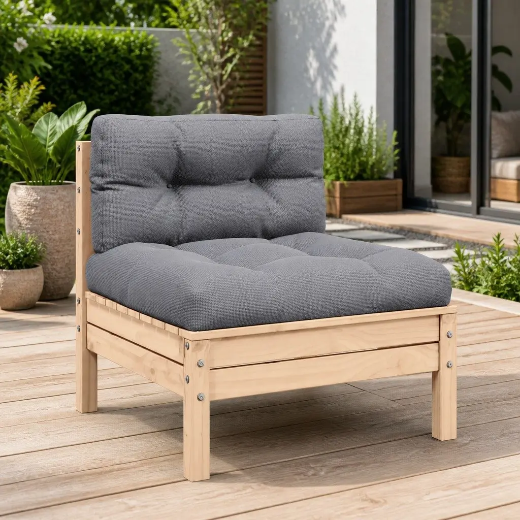 Modular Garden Middle Sofa with Grey Cushions