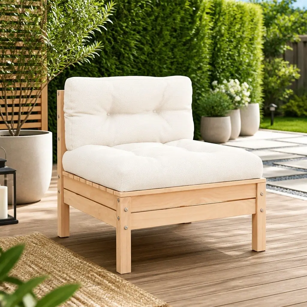 Middle Sofa for Outdoor Garden with Cream Cushions