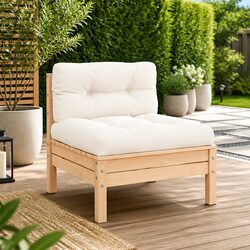 Sturdy Middle Sofa for Outdoor Garden with Cream Cushions